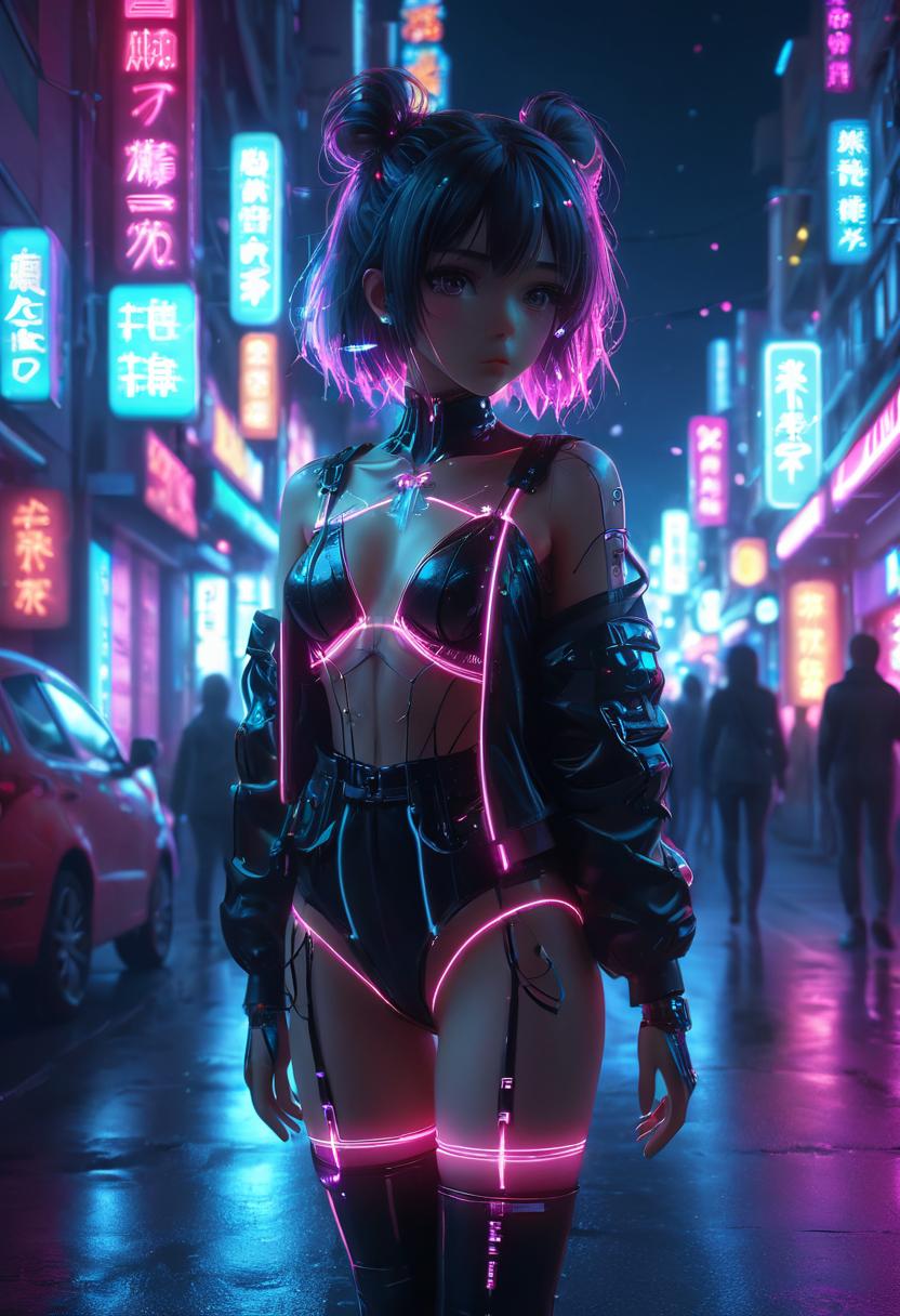 A futuristic cyberpunk girl